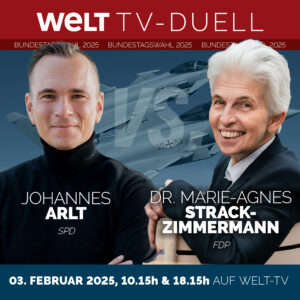 Welt TV-Duell mit Dr. Marie-Agnes Strack-Zimmermann